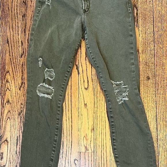 Abercrombie & Fitch Jeans Size 27 / 4 Reg Womens Harper Super Skinny Green Denim - Picture 4 of 9